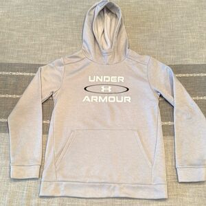 Under Armour Hoodie Sweatshirt Boys Youth Large Light Gray